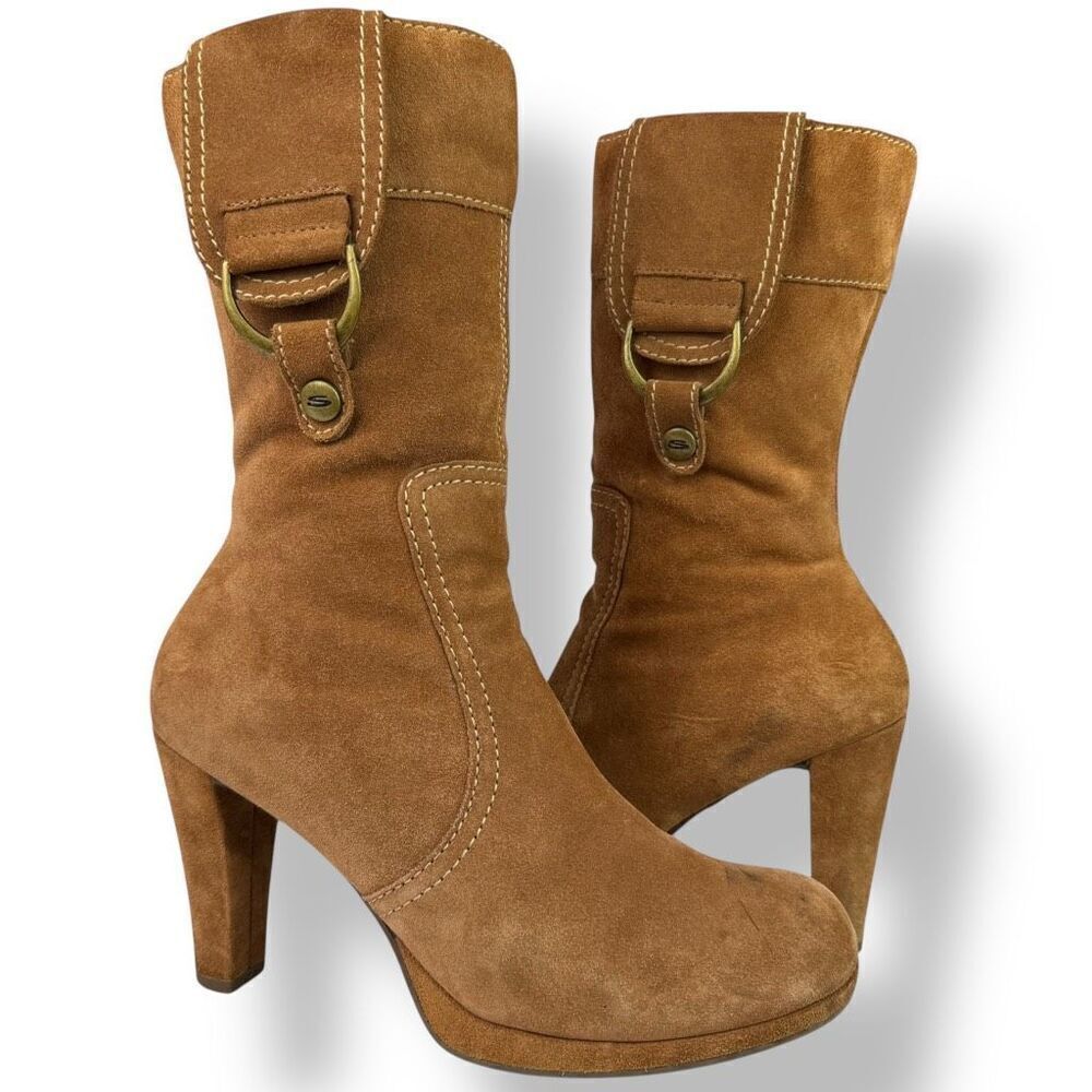 Skechers Somethin’ Else Y2K 90s Vintage High Heeled GoGo Western Boots Suede 8.5